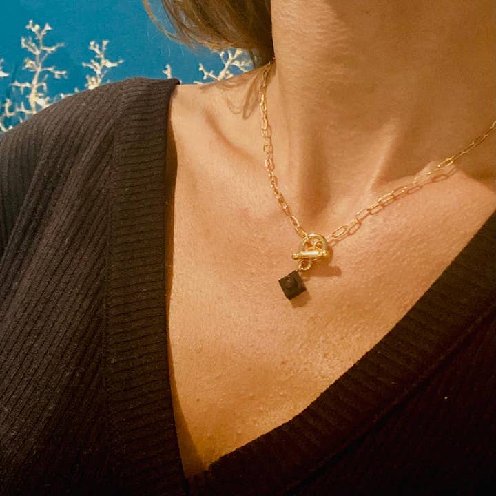 Collier avec un Lego - maille rectangle - fermoir devant pour la vente par Brique d'Oreille