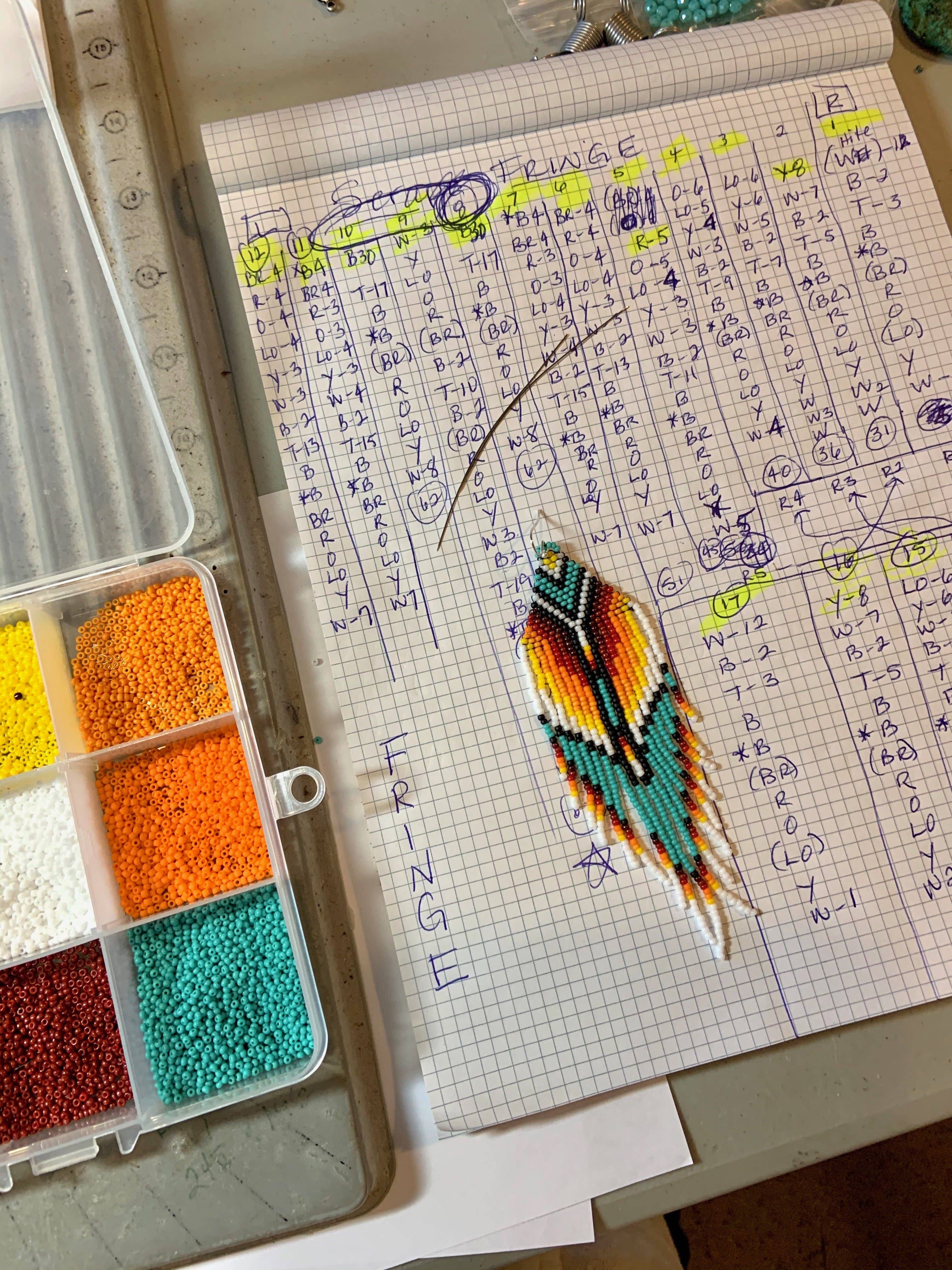 Fleurdesignz Western Jewelry - Vente Boucles d'oreilles pendantes - Boucles d’oreilles à franges style amérindien Serape7