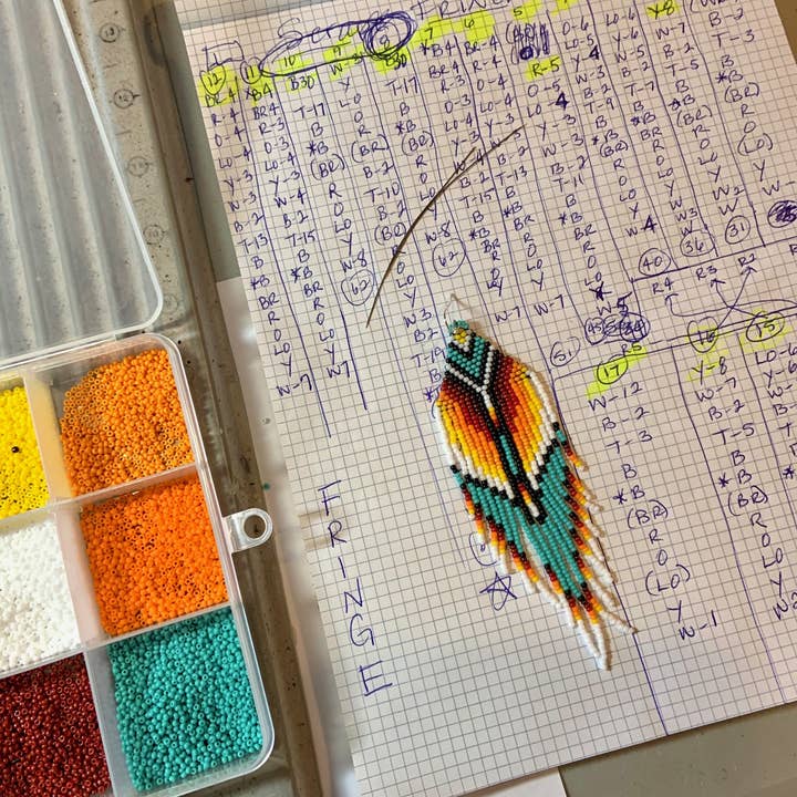 Fleurdesignz Western Jewelry - Vente Boucles d'oreilles pendantes - Boucles d’oreilles à franges style amérindien Serape7