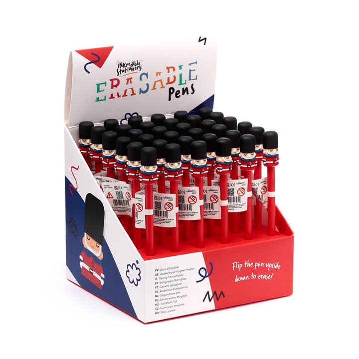 Inkredible Erasable Pen with London Guardsman Topper for wholesale by Puckator Ltd
