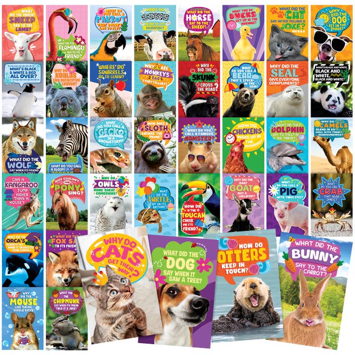 40 Funny Animal Joke Postcards with No Repeats for wholesale by T Marie