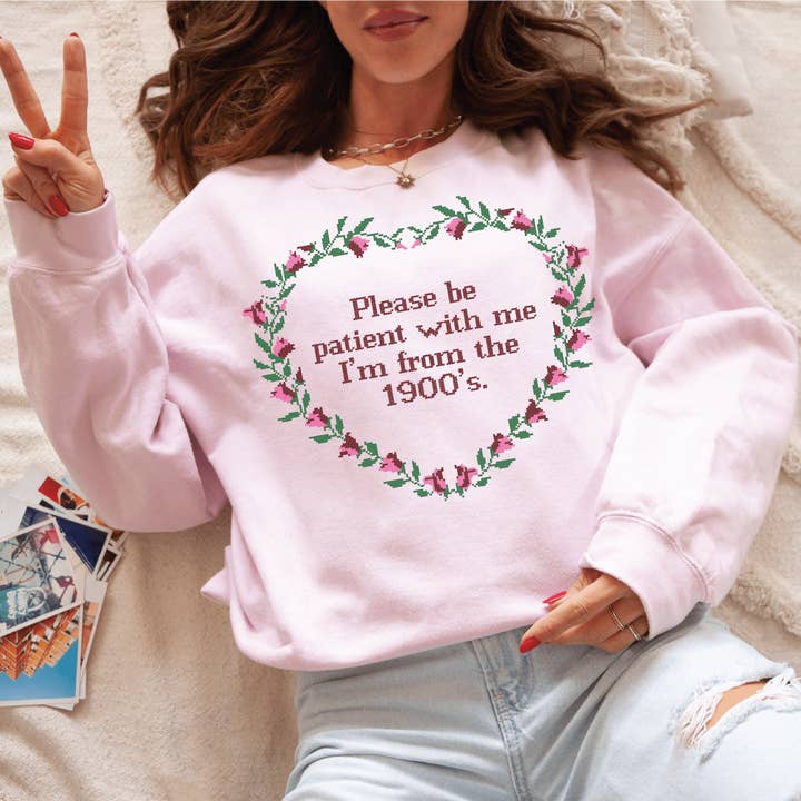 I'm From The 1900's Sweatshirt - Baby Pink for wholesale by Sweetees Apparel