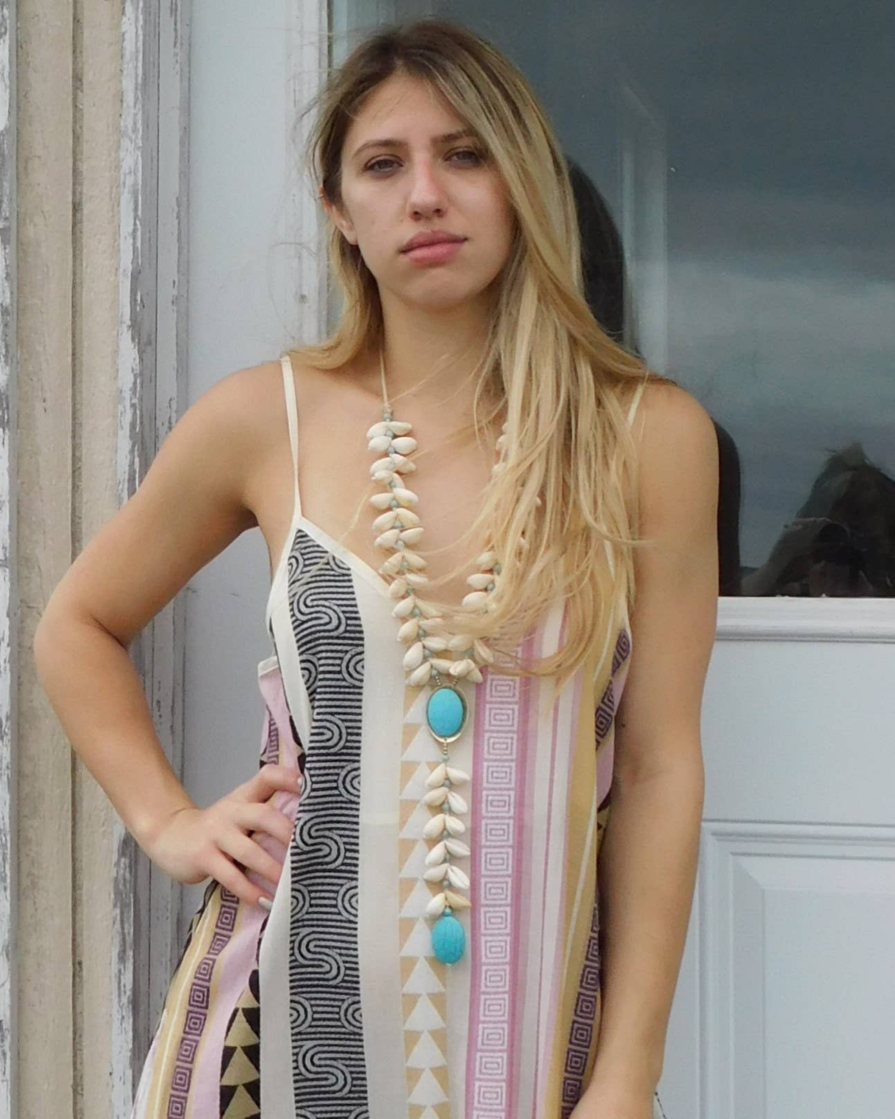 Bijoux Envie Statement Jewelry - Wholesale Y-Neck/Lariat Necklace - Turquoise & Seashell Necklace | Handmade Statement Jewelry1