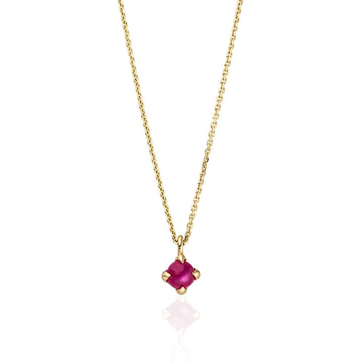 Ruby Cabochon Necklace, 14K Yellow Gold for wholesale by Leaf Jewelry