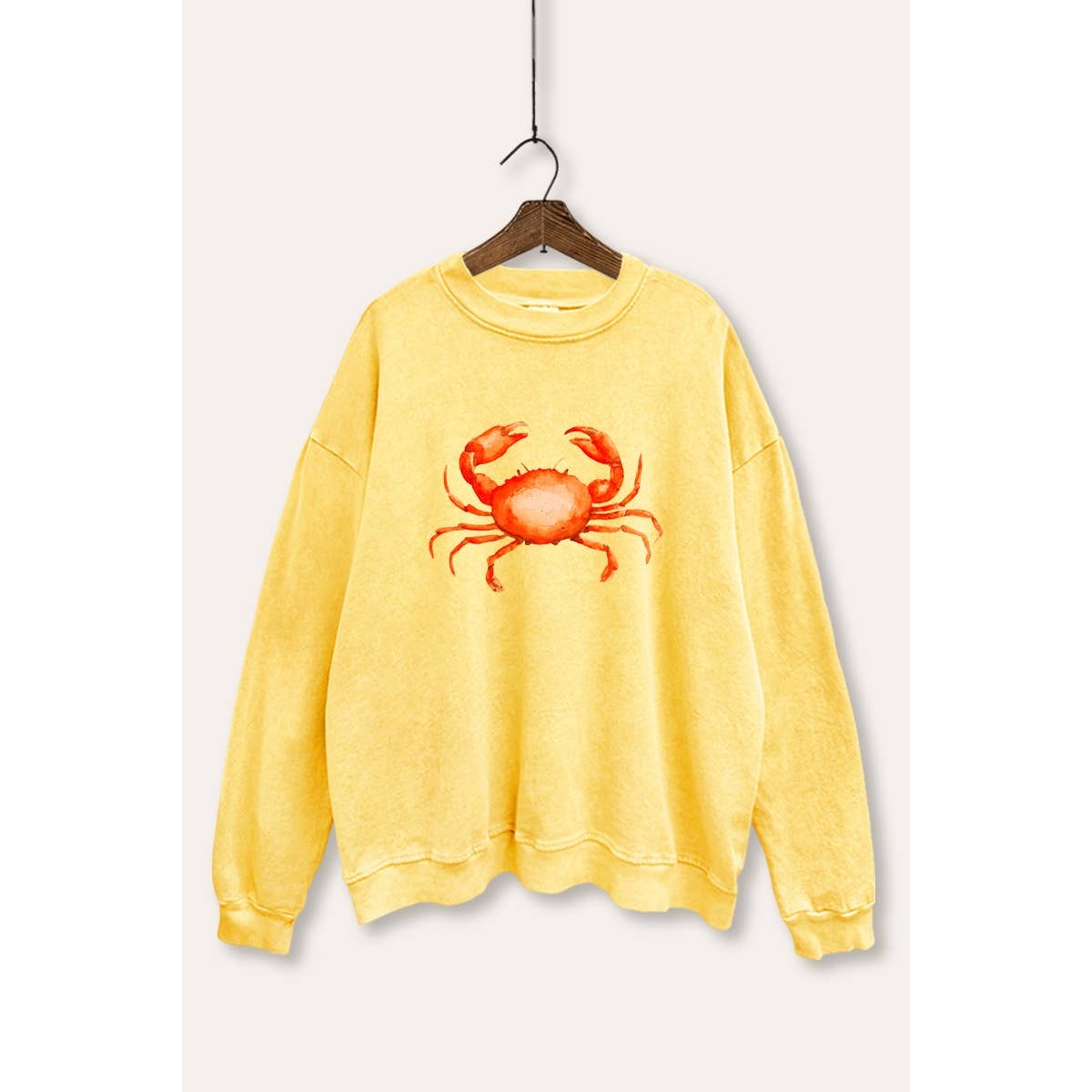 VINTAGE POINT USA - Wholesale Graphic Sweatshirt - Women's - *BEST SELLER* RED CRAB GRAPHIC MINERAL WASH SWEATSHIRT9