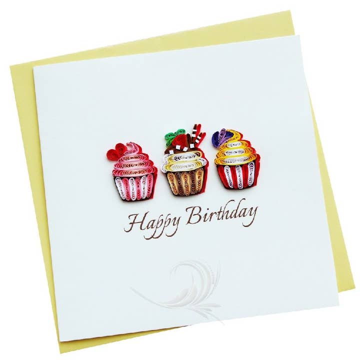 CUPCAKES Quilling Greeting Card for wholesale by Origamo