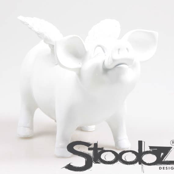 PIGGY BANKS WITH WINGS WHITE 14X25X15 CM for wholesale by Imhof & Stevens BV