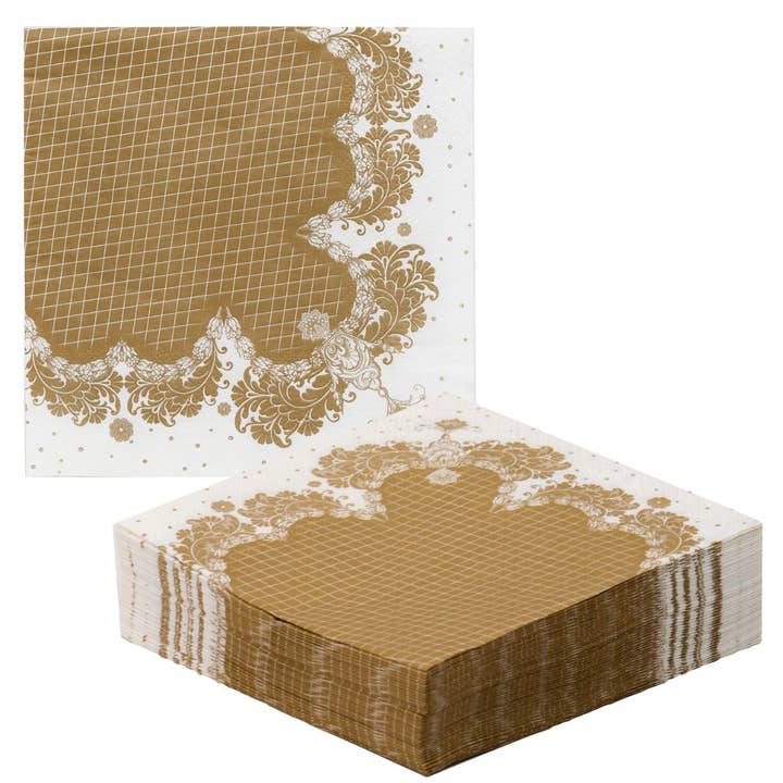 Serviettes en papier doré - Pack de 40 | Serviettes de fête | pour la vente par Talking Tables USA