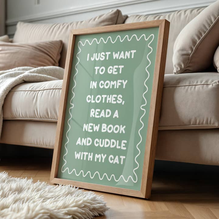 Cat Cuddles, New Book' Sage Green Print for wholesale by Coffee and a Catfish