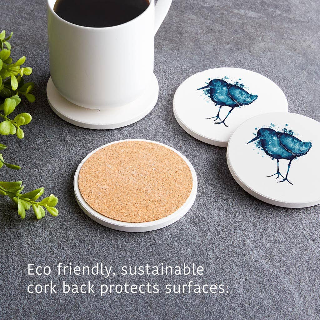 Love Local - Wholesale Coasters - East Coast Water Color Sand Piper | Absorbent Coasters | Set of 4 | Min 24