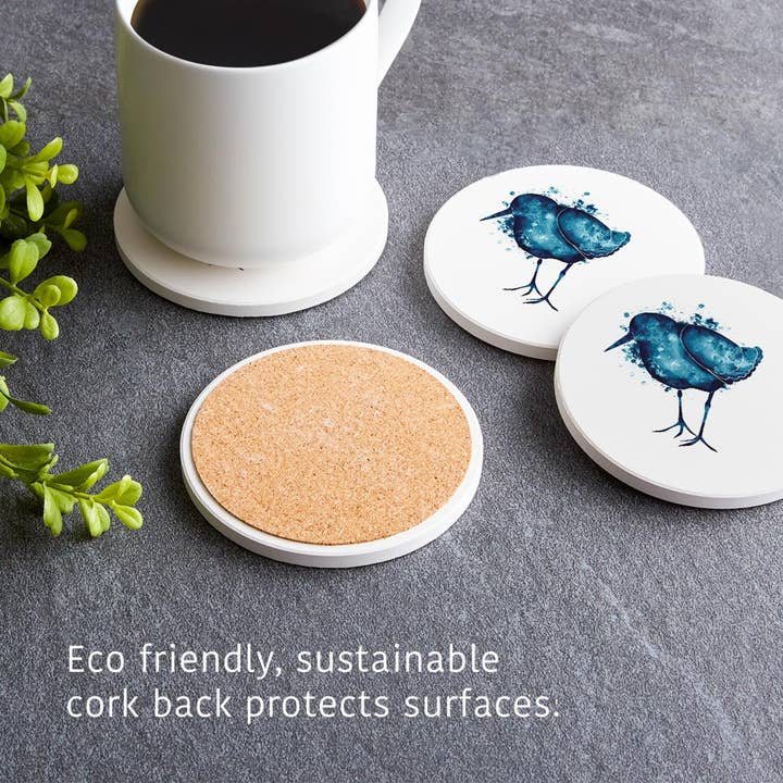 Love Local - Wholesale Coasters - East Coast Water Color Sand Piper | Absorbent Coasters | Set of 4 | Min 24