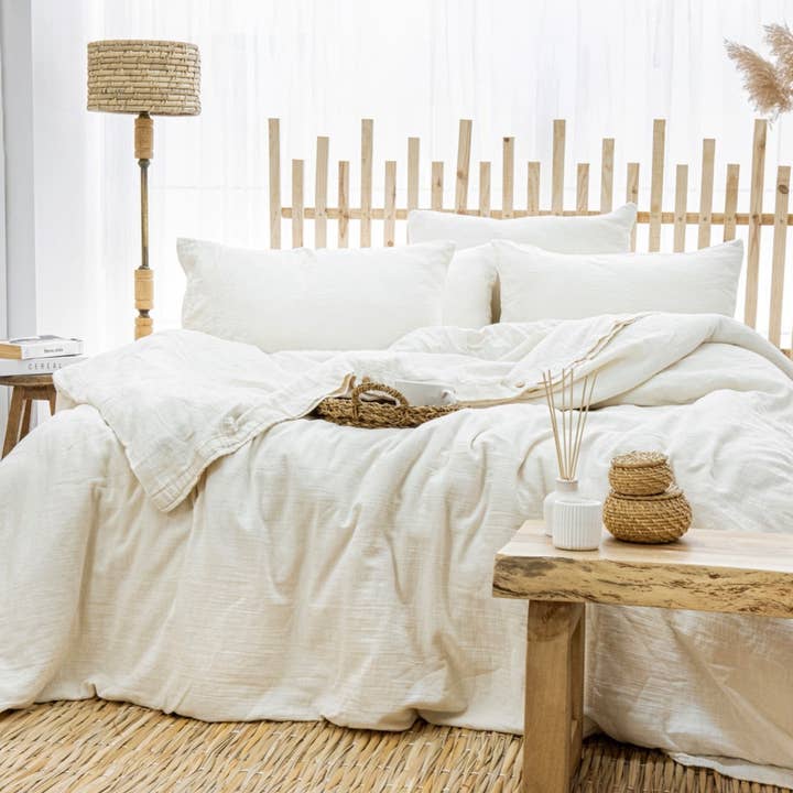 GOTS Certified Organic Muslin Duvet Cover Set Natural Color for wholesale by Naturloom