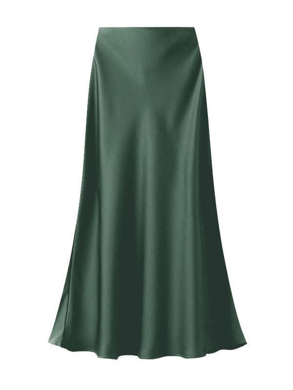 Last True Angel - Wholesale Skirt - Women's - Satin Slip Skirt in Forest Green