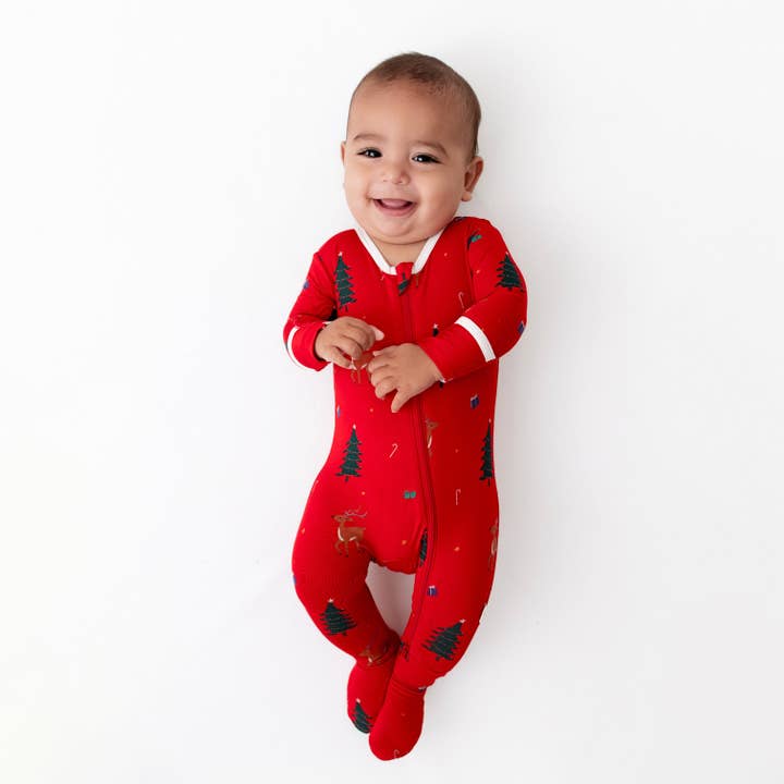 Reindeer Zippered Footie for wholesale by bamboo little