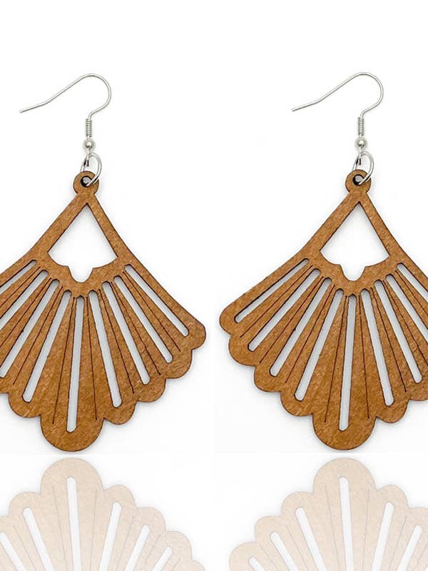 African Print Earrings | Brown pentagon wooden earrings for wholesale by AfricanFabs