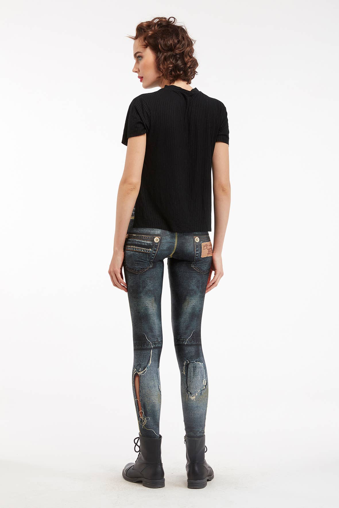 IPNG Design - Vente Legging tendance – femme - Legging à imprimé jean déchiré - Basique25