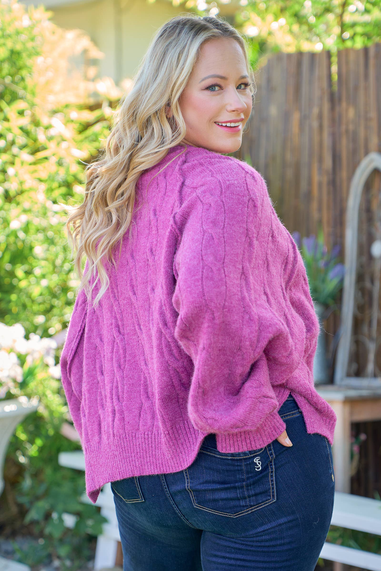 Nicabel - Wholesale Knit Sweater - Women's - Plus raglan sleeve cable knit sweater-PSW94194