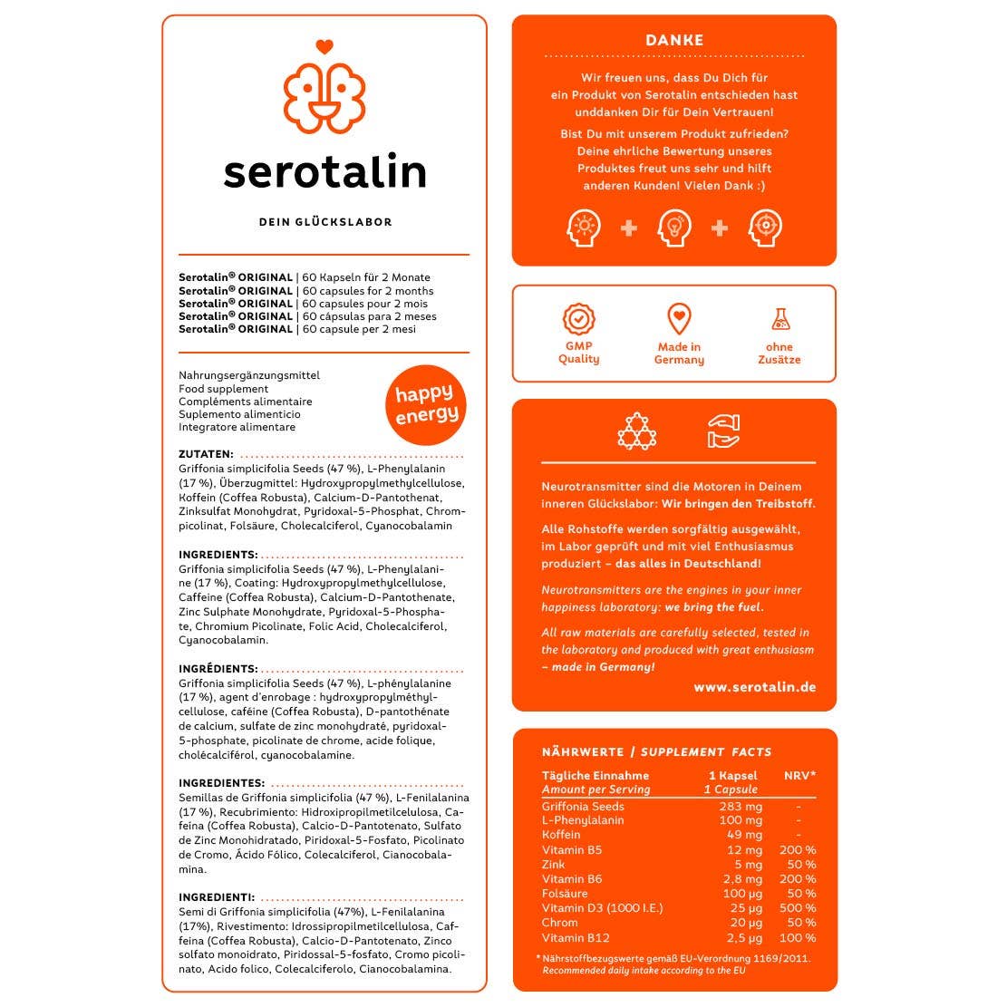 Serotalin – Großhandel Nahrungsergänzungsmittel/Vitamin zum Einnehmen – serotalin® ORIGINAL | 60 Kapseln für 2 Monate7