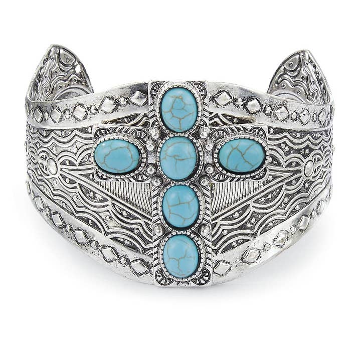Turquoise Cross Cuff Bracelet for wholesale by Back in the Saddle