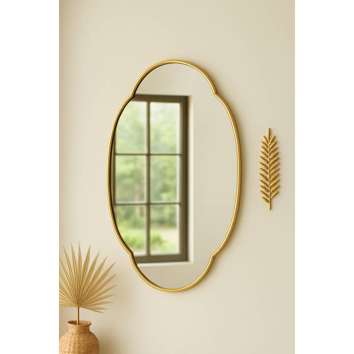 Mikwi oval spegel i mässing för vägg - badrumsspegel och heminredning för wholesale av Mikwi