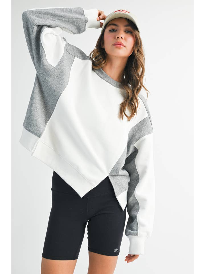 AEMI + CO - Wholesale Sweatshirt - Women's - 9106FK Colorblock Terry Pullover Sweatshirt20