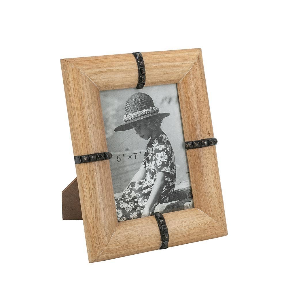 A&B Home Group Inc. - Wholesale Picture Frame - 8x10.5" Rustic Oak Studded Photo Frame - 5x7" Opening0