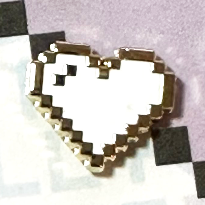 Ollybits Pixel Art - Wholesale Lapel Pin/Button - White (Gold Plated) Pixel Heart Mini Filler Enamel Pin2