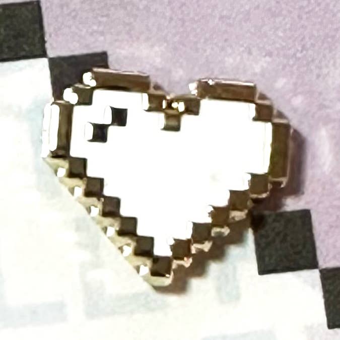 Ollybits Pixel Art - Wholesale Lapel Pin/Button - White (Gold Plated) Pixel Heart Mini Filler Enamel Pin2