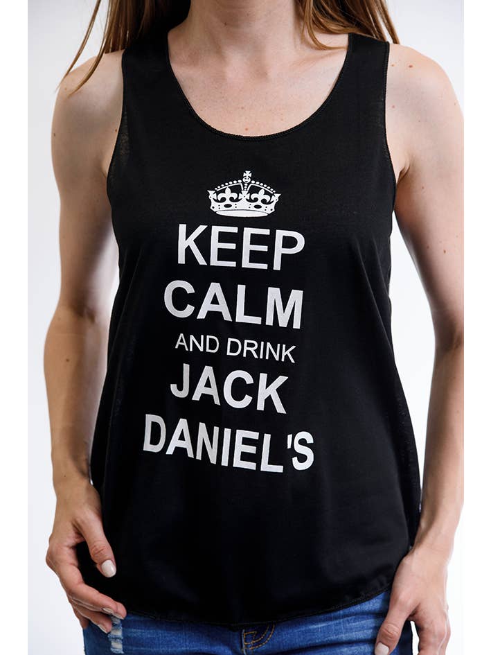 NEGRO Keep Calm & Drink Jack Daniels Camiseta de tirantes de venta al por mayor en Faire1