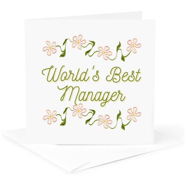3dRose, Schattig Bloemontwerp met Tekst van Werelds Beste Manager, Wenskaart voor wholesale door 3dRose