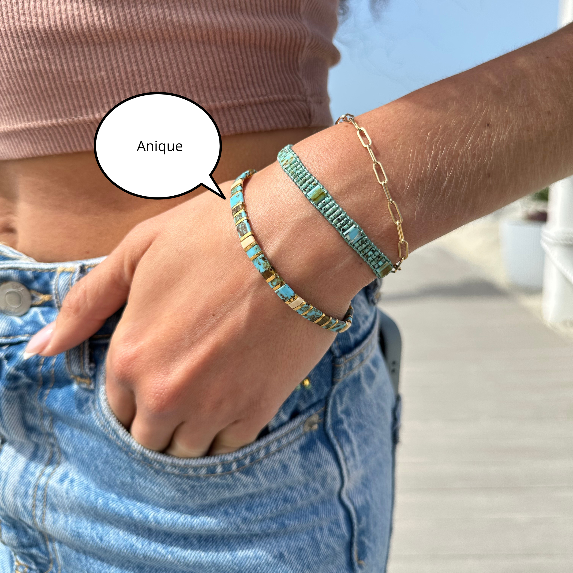 Born to Rock Jewelry - Vente Bracelet de perles - Laguna - bracelet extensible empilable1