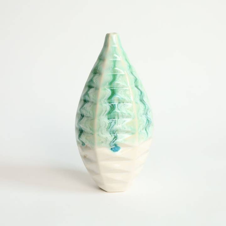 Patterned Vessels Medium Bottle Jade for wholesale by By Alejandra Design