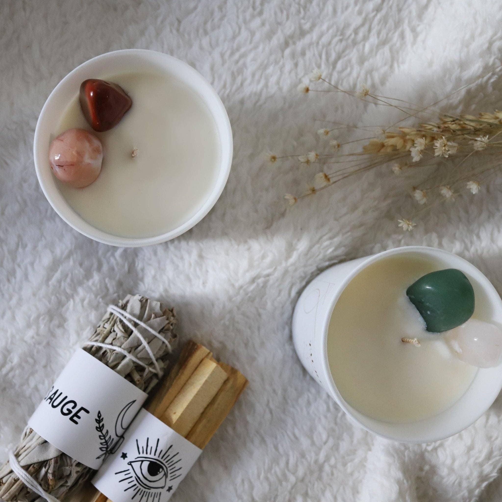 LA BOUGIE HERBIVORE – Vela em jarro/copo por atacado – Sagittarius – Vela astrológica com duas pedras de litoterapia4