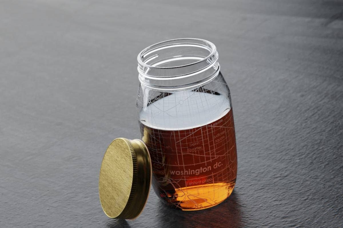 Well Told - Wholesale Drinking Glass/Cup - CUSTOM ETCHED - U.S. City / Town Map - Mason Jar - 16 oz2