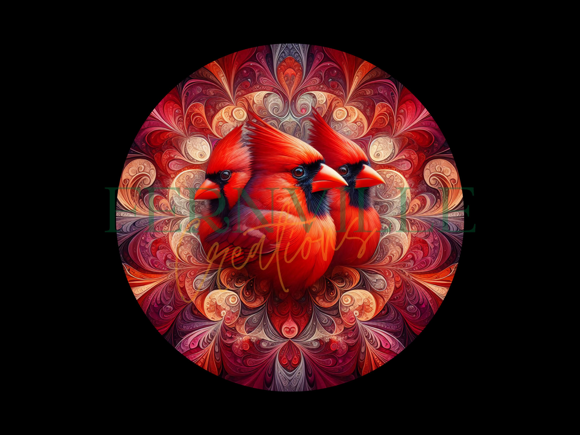 Fernville Creations - Vente Objets de décoration - Ornement en forme de disque en céramique Cardinal, cadeau souvenir de Noël3