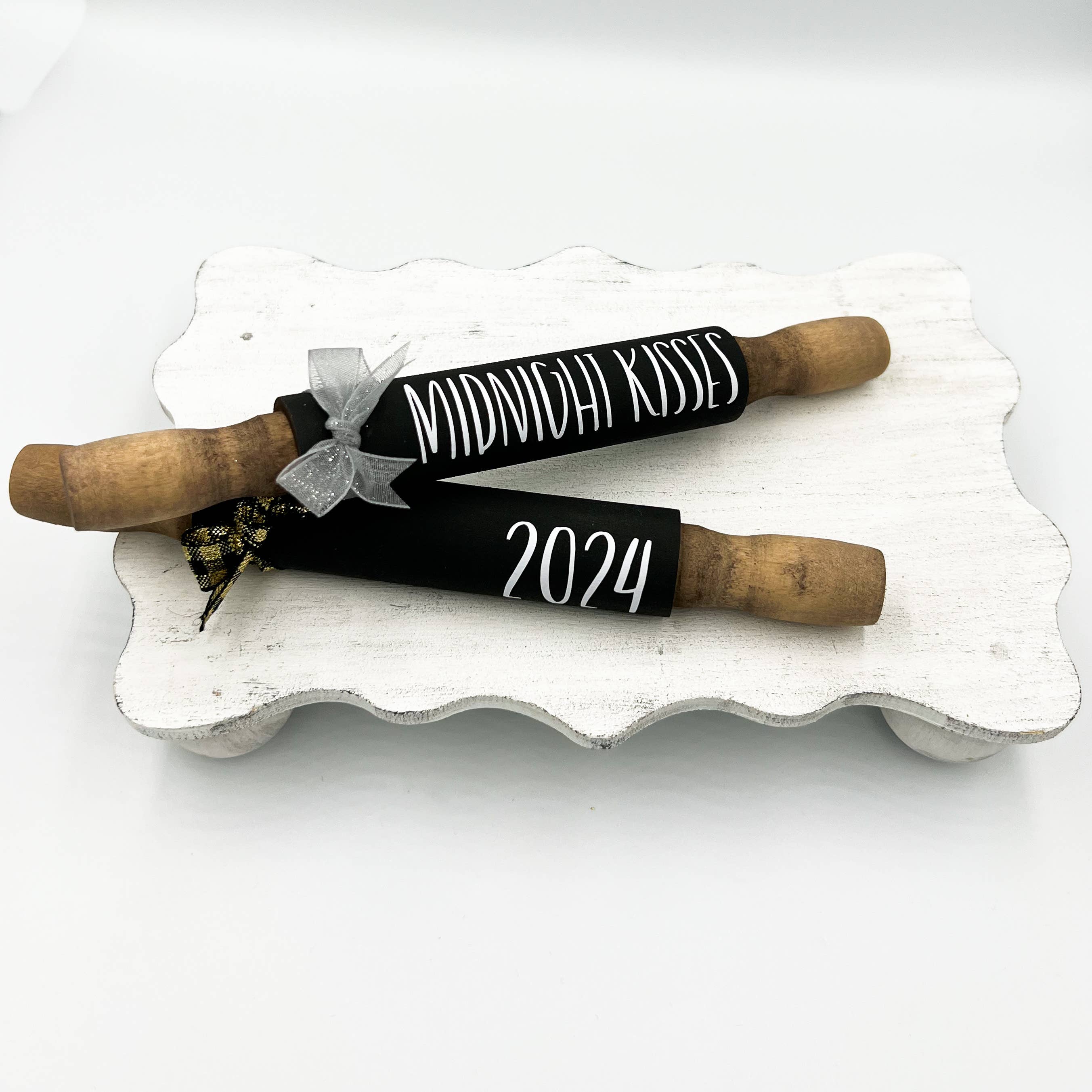 Ruaille Buaille Co - Wholesale Decorative Tabletop Object - New Years decor | Mini rolling pins | Winter tiered tray0