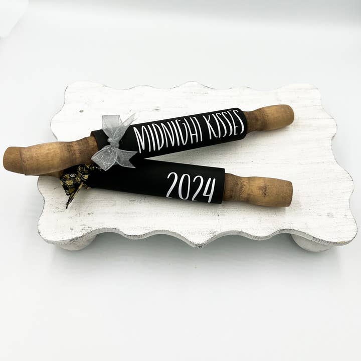 Ruaille Buaille Co - Wholesale Decorative Tabletop Object - New Years decor | Mini rolling pins | Winter tiered tray