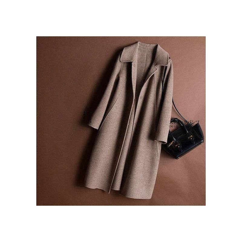 FurDecoration - Wholesale Coat - Women's - Solid Color Casual Style Long Woolen Coat2