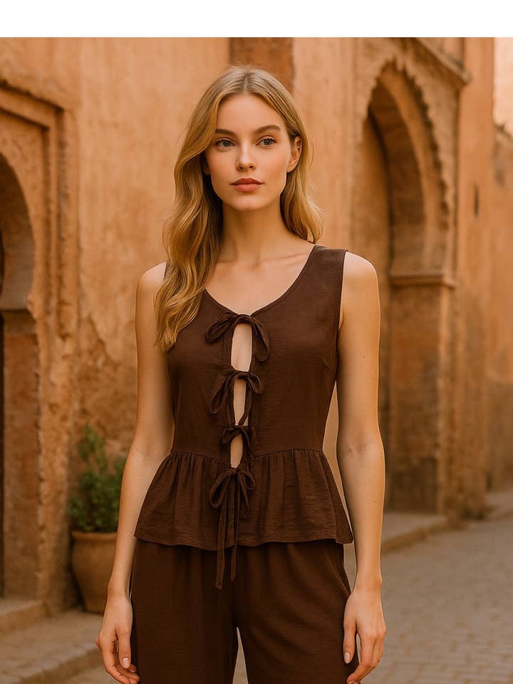 Fluid set sleeveless vest pants – 31113 for wholesale by AMARIA