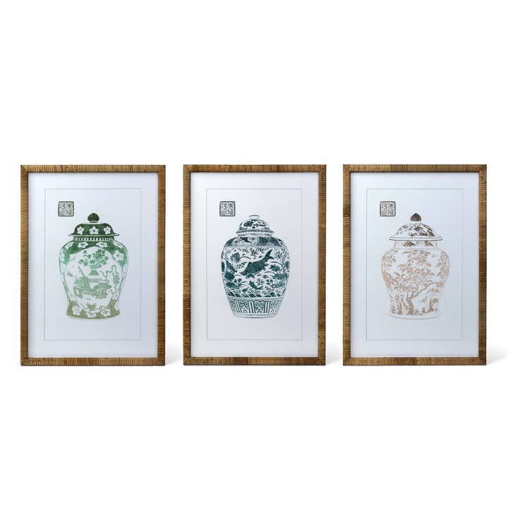 Lotus Framed Ginger Jar Wall Art, 3 Assorted Styles for wholesale by Park Hill Collection