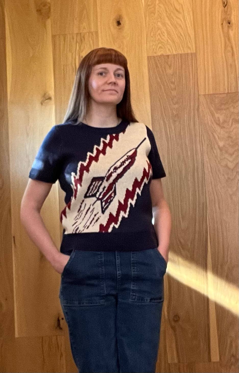 Astro Bettie - Wholesale Knit Sweater - Women's - To the Moon Rocket Sweater - Navy2