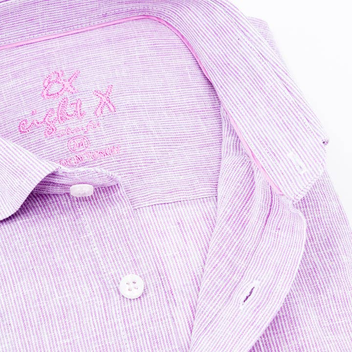 Chemise boutonnée en lin The Boardwalk - Sunset Pink pour la vente par EIGHT X