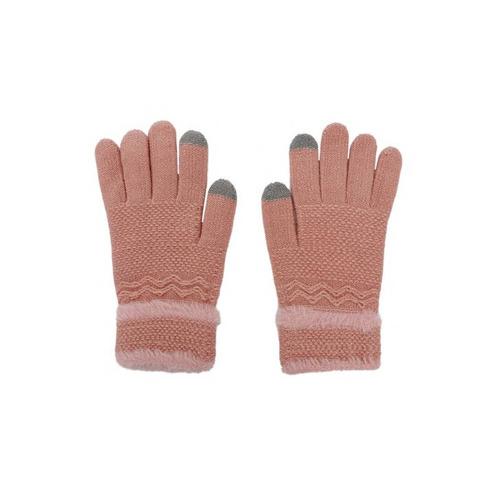 Cap Zone - Wholesale Gloves - Women's - Ribbed Knit Faux Fur Cuffed Winter Gloves2