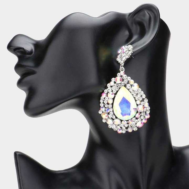 Sensibling Corp. - Wholesale Dangle Earrings - Teardrop Rhinestone Embellished Dangle Evening Earrings24