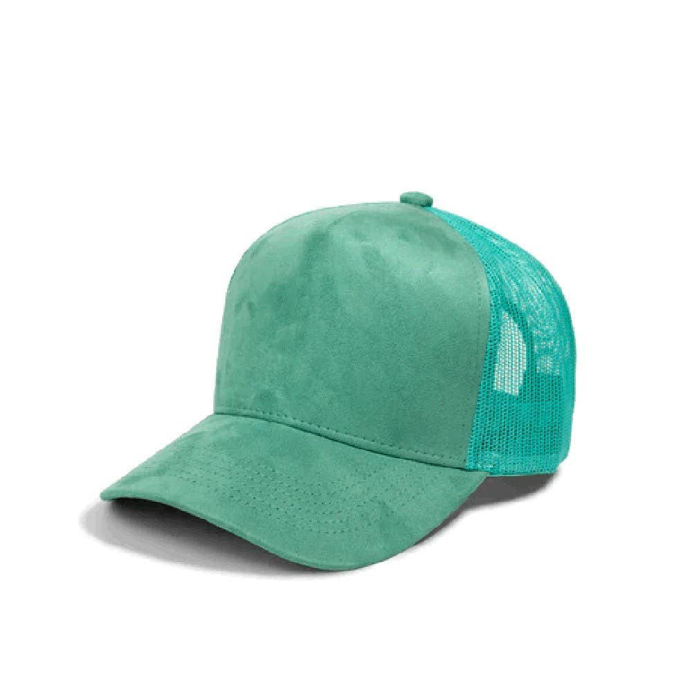 DOBBI - Wholesale Trucker Hat - Unisex - Plain 5Panel Suede Curve Mesh5