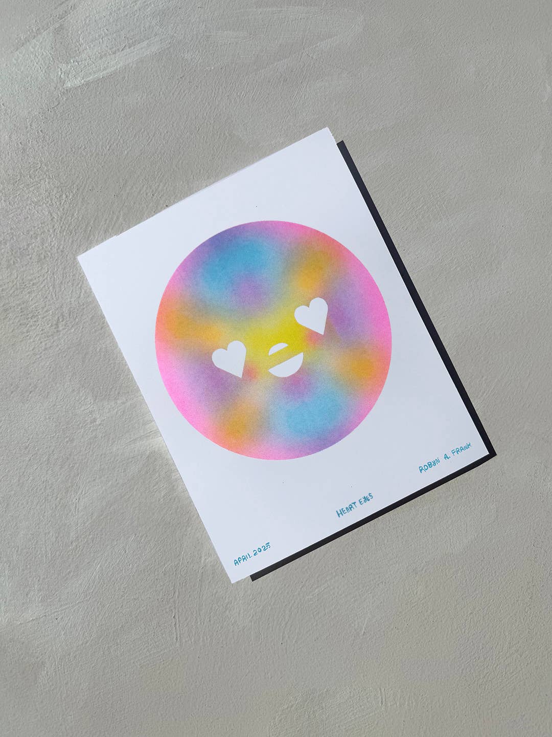 Robyn A. Frank Artworks - Wholesale Art Print - Heart Eyes risograph art print1