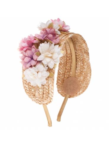 Rosafarbenes Raffia-Stirnband für den Großhandel von Flormoda