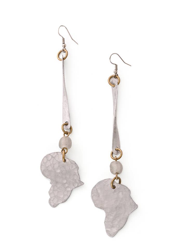 Mixed Metals Lightweight Africa Earrings for wholesale by Swahili | AFRICAN MODERN