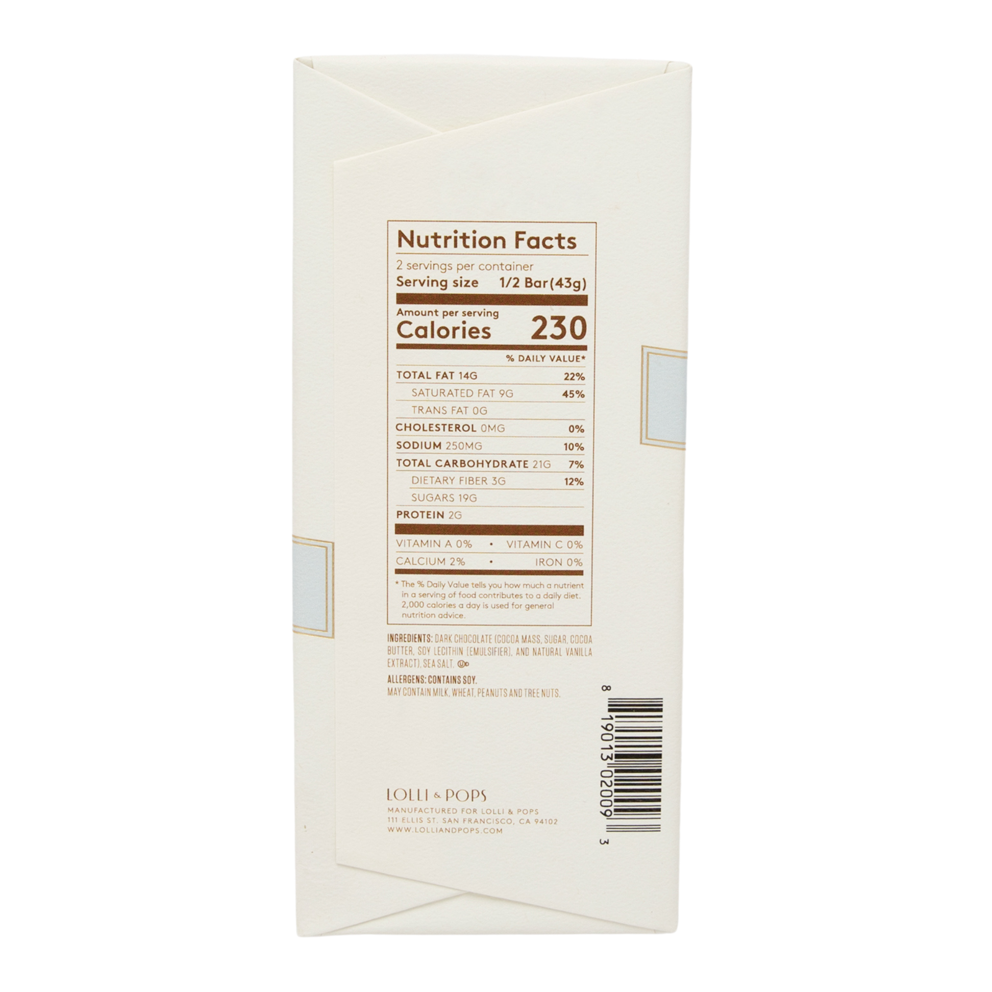 Lolli and Pops - Wholesale Chocolate Bar - Chocolate & Sea Salt Signature Bar2