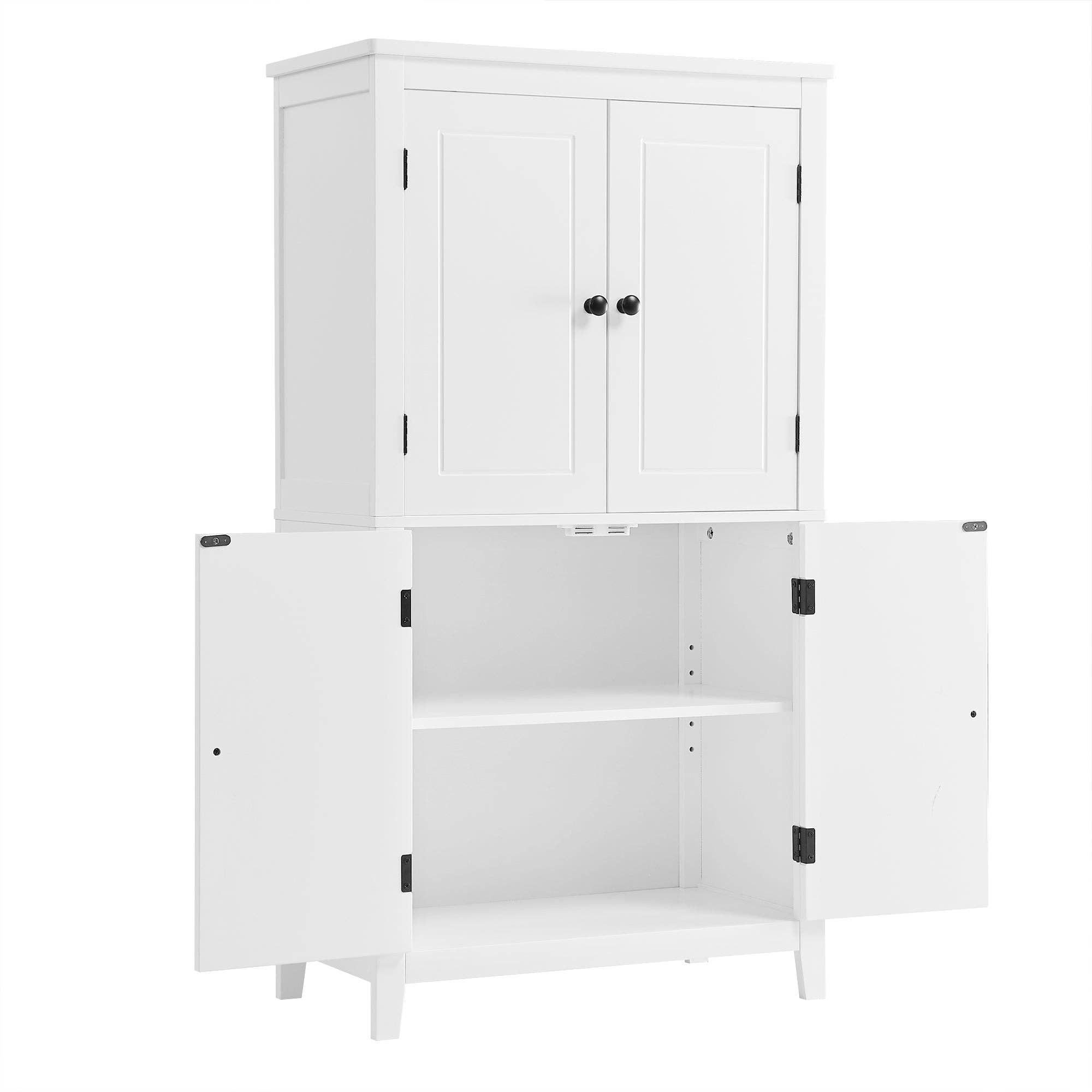 Orange County Decor - Wholesale Cabinet - Elegant Bathroom Floor Storage Cabinet, Bathroom Storage Unit, Freestanding Cabinet With 4 Doors, Adjustable Shelves, Adaptable Shelves, White White Mdf15